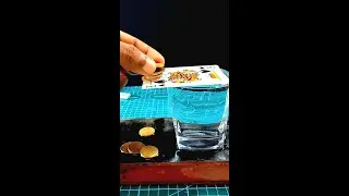 Amazing Coin Card  Experiment / Adhesive Property of Water Experiment / Life hacks #short
