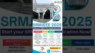 SRM University Admission 2025 : SRMJEE 2025 Online Application Opened|How to apply?|#srmjeee2025
