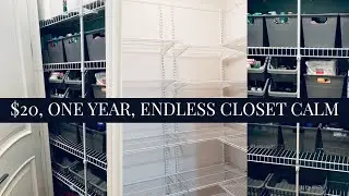 $20, One Year, Endless Closet Calm | Inexpensive Closet Organization | Dollar Tree Budget Hack