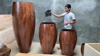vase wooden,vas bunga dari kayu
