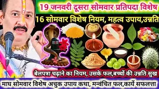 19 जनवरी माघ दूसरा सोमवार प्रतिपदा | विशेष कथा उपाय |मन्वंचित फल, नियम,महत्व रोग,दोष,विवाह #shiv #om