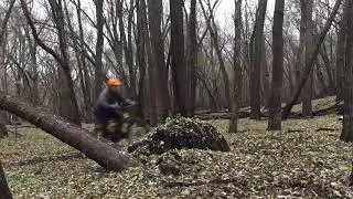 Fatbike jumping in the woods