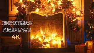 Burning Fireplace 🔥 True 4K Christmas Ambience | Natural Fire Sounds