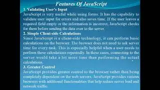 Features Of Javascript