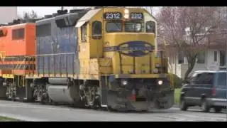 (HD) PW 2312 Freight train on Front (3-17-09) Salem,OR