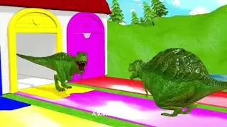 5 Giant Duck Cartoon, Cow, Giraffe, Elephant, Lion, Paint Wild Animals Crossing Fountain Animation 6