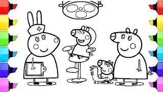Peppa and Mummy Pig with Teeth Doctor Drawing Easy, Peppa pig drawing, peppa pig coloring book