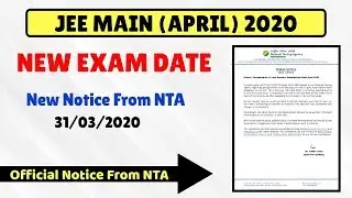 JEE Main 2020 New exam date announce by NTA | Official Notice On Website | Jee Main 2020