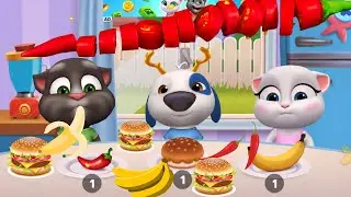 My talking Tom Friends || Funny Cartoon Collection || Eat Spicy Chili & Burger & Banana