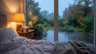 [Total Calm] Heavy Rain Sounds for Sleep and Cozy Bedroom Garden View to End Stress 🛌💤
