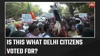 Snooping Case: Delhi BJP Chief, Others Protest Outside AAP HQ, Seek Sisodia's Resignation