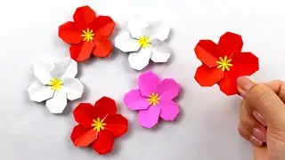 【折り紙】素敵な梅の花✨How to make paper Plum blossom#매화꽃#梅花#花#梅#flower#五弁花#うめ#折り方#おりがみ#origami#摺紙#종이#easy#diy