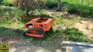 cordless track tank lawnmower made by Vigorun Tech, Vigorun remotely controlled tracked grass mower