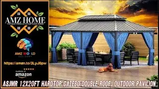 Describing ASJMR 12x20ft Hardtop Gazebo Double Roof, outdoor pavilion, Amazon