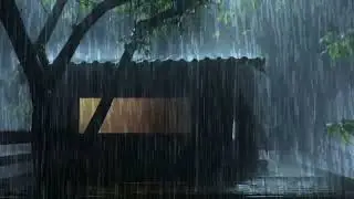 Goodbye Lassitude with Heavy Rain & Thunder Rumbles Sounds on Desolate Tin Roof in Forest at Night