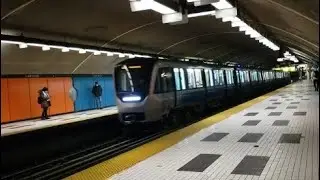 Montr&eacute;al metro (MPM-10) Arriving and Departing at plamondon station