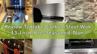 Review Todlabe Carbon Steel Wok, 13-Inch, Pre-Seasoned, Non-Stick, with Lid and Spatula, Flat Bottom