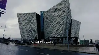 Belfast City Rain Walk Titanic Quarter \ 4K Binaural Sounds Northern Ireland