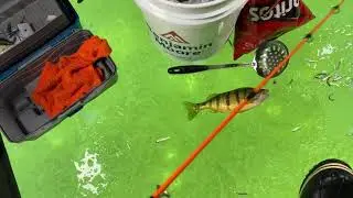 Ice fishing - Canada, Ontario, Simcoe Lake.