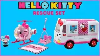 HELLO KITTY Rescue Playset w/ Emergency Ambulance & Helicopter
