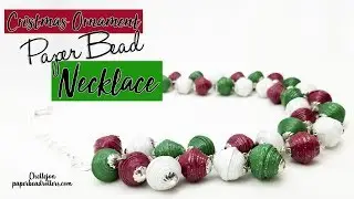 Holiday Christmas Ornament Paper Bead Necklace Zig Zag Pattern