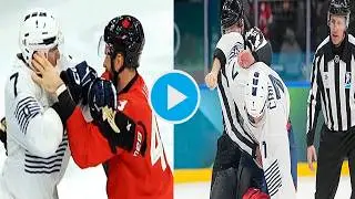 Tom Wilson vs Pierre Crinon Fight | Referee Intervenes After Epic Hockey Brawl | Olympics 2026