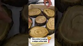 Making table out of  wood slices concrete & infused copper #update #youtubeshorts #shorts #making