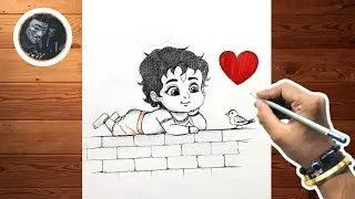 Cute Krishna Drawing | How to draw laddu Gopal drawing | Bal Krishna drawing 
