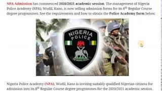 Nigeria Police Academy 2020/2021 Admission Form (8th Regular Course)