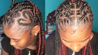 Heart with criss cross n medium knotless box braid