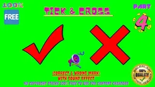 Tick & Cross (Correct✔️ & Wrong❌ Mark) VFX With Sound Effect🔊No Copyright Strike✔️100% Free to Use 👍
