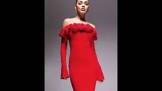 Wanderdoll  detail flared sleeve bodycon maxi dress in red #fashionstyle #ladiesfashion #ladieswear