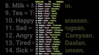 ENGLISH TO SOMALI WORDS KA FAAIIDEEYSO