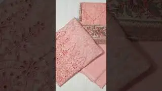 BINSAEED/3 piece embroided chicken kari lawn suits with embroided voile dopatta 03190799894