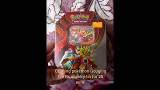 Opening pokemon Gouging fire Ex mistery tin for 25 euro  #pokemon #pokemoncards #challenge
