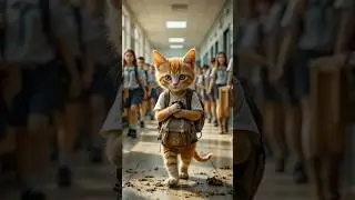 The poor cat was laughed at because of the torn backpack #cat #catcute #catlover #funcat #viralvideo