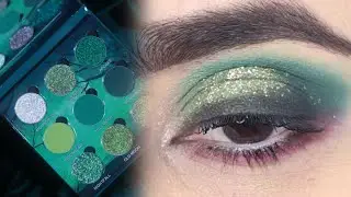 Green Partial Smokey Eye Makeup Tutorial | Golden Glitter Eye Look | Party & Festive Makeup