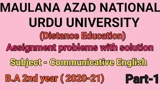 Assignment problems with solution for MANUU of B.A 2nd year 2020-21 part-1 by Taufique Ansari