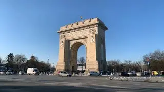 A Sunny Day Walk in Winter ☀️❄️ &bull; Bucharest City Walking Tour &bull; Arch of Triumph &bull; Kiseleff Road