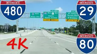 ⁴ᴷ Omaha/Council Bluffs Inner Loop Freeway counterclockwise/outer loop [4K VIDEO]