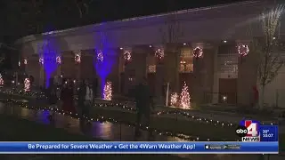 The lights are on at Temple Square