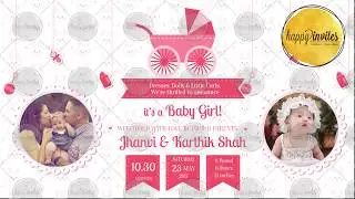 Baby Girl Naming Ceremony Announcement Video Invitation Animated