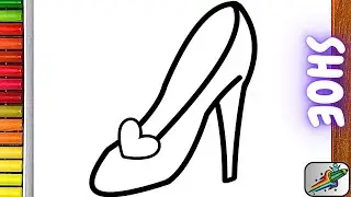 How to draw a High Heel Shoe for kids | Shoe Drawing