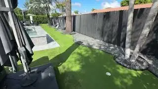 Artificial Turf Backyard Putting Green Around Pool in South Florida #golf #putting