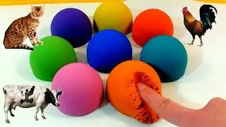 Изучаем Домашние животные для детей кинетический песок. Study Pets Kinetic sand Learn colours