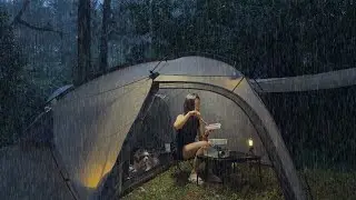 SOLO OVERNIGHT CAMPING IN THE RAIN ☔️ RELAXING IN THE TENT WITH MYDOG 🐶 ASMR