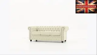 Chesterfield Brighton 3 zitsbank, beige softleer 
