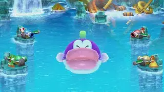 Mario Party 10 Minigames - Mega Cheep Chomp's Shell Shock - Toad vs Mario vs Yoshi vs Daisy