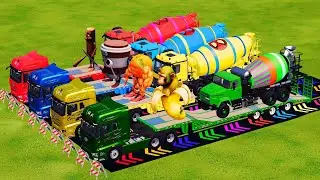 TRANSPORTING ALL MIXER TRUCK with POWERFUL FLATBED TRAILER TRUCK, ITALIAN BRAINROT - FS22 | V10