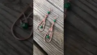 Malachite & copper wire earrings
